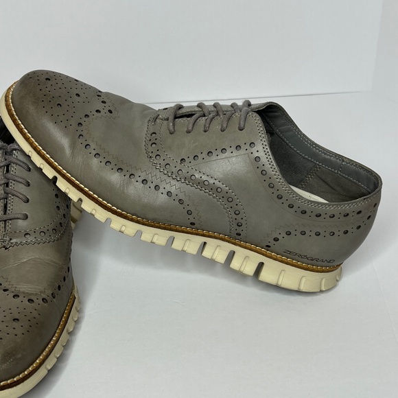 Cole Haan Zerogrand Gray Leather Wingtip Oxfords Mens 10M US - Picture 3 of 11